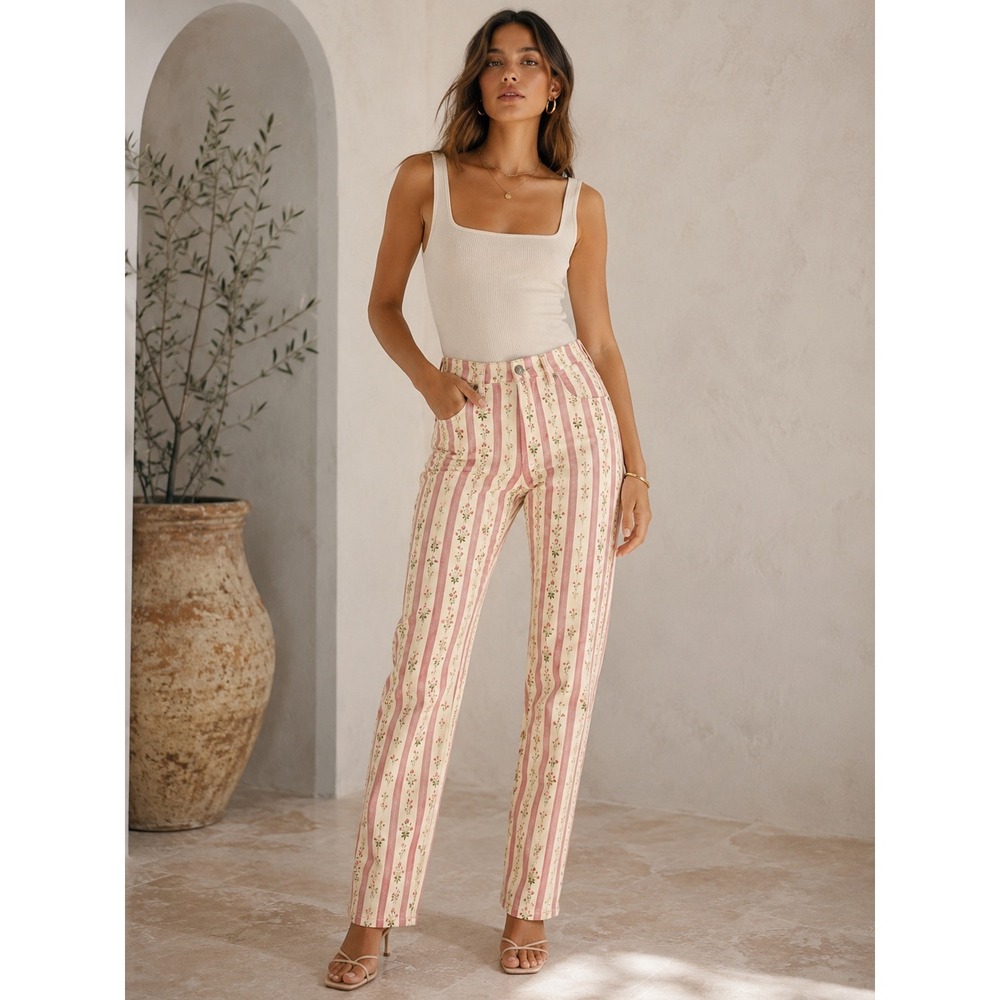 NWT WeWoreWhat Mid Rise Ankle Flare Floral Printed Pants (MSRP: $138) Sz 28
